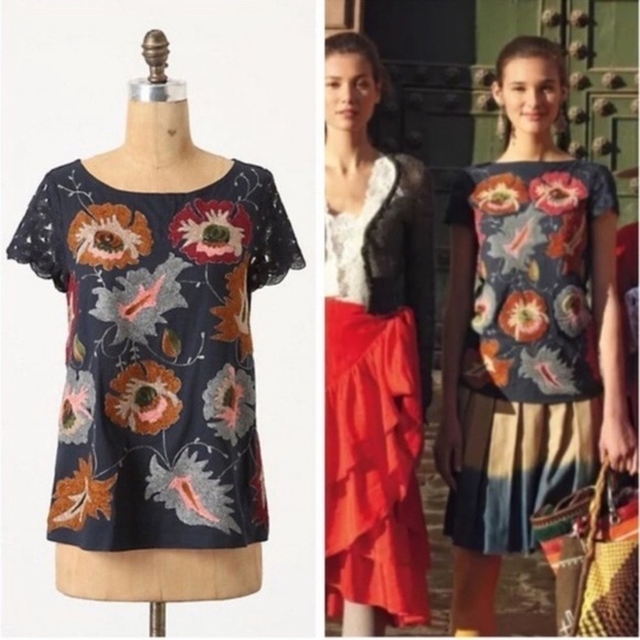 Anthropologie Deletta Floral Embroidered t… - Picture 1 of 8